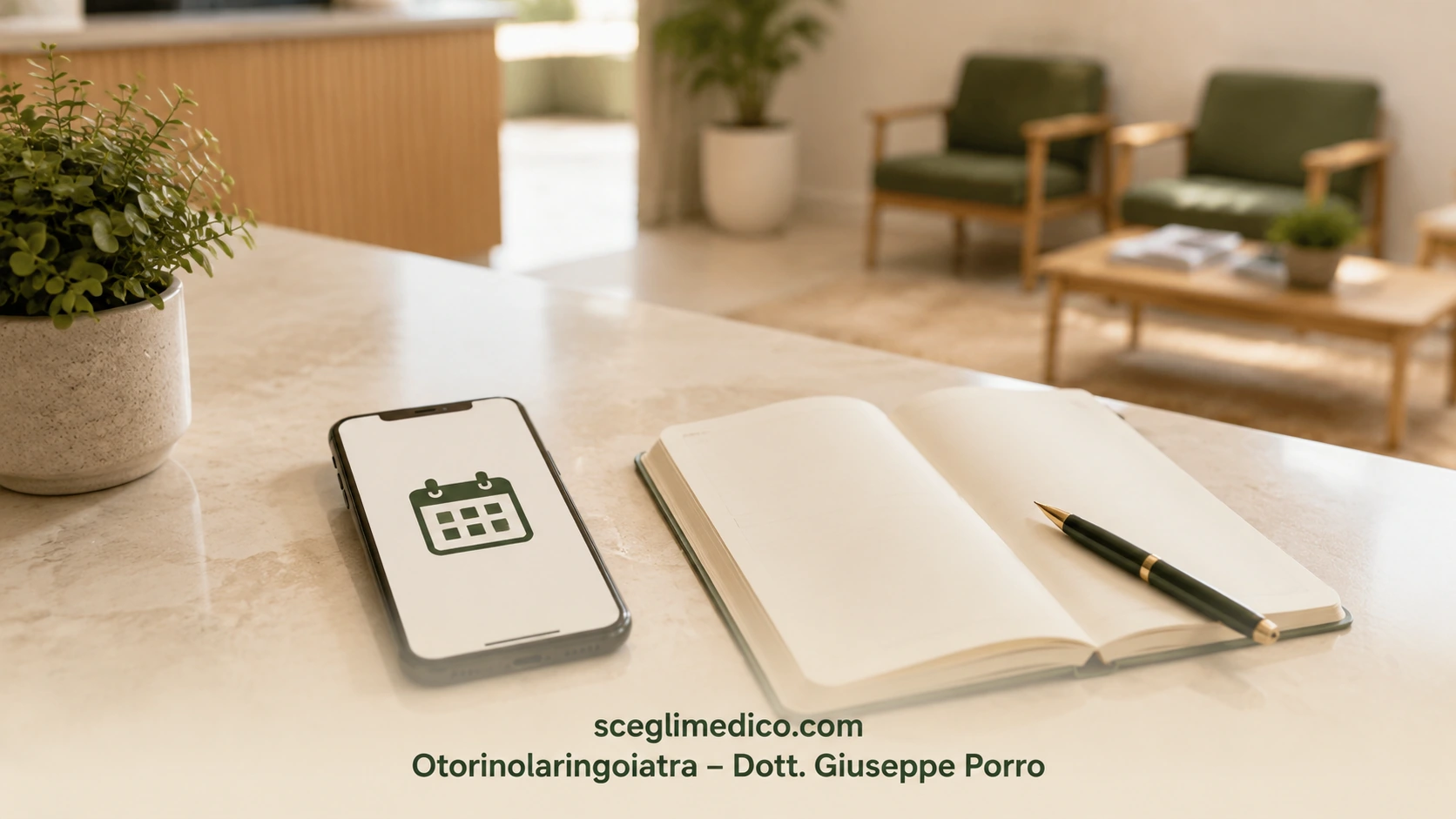 Scena illustrativa dedicata ai contatti e all’organizzazione degli appuntamenti; non raffigura lo studio reale.